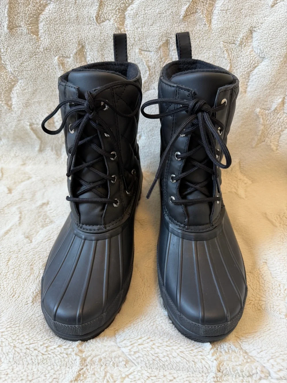 EUC Sperry Gosling Black Quilted Waterproof Duck Winter Boots